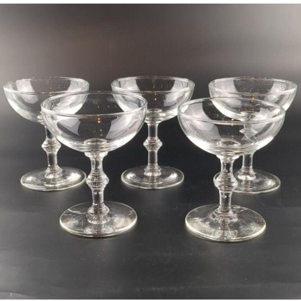 Vtg Champagne Coupe Glasses Set of 5 3oz 4 3/8" Rosé Prosecco Dessert Barware
